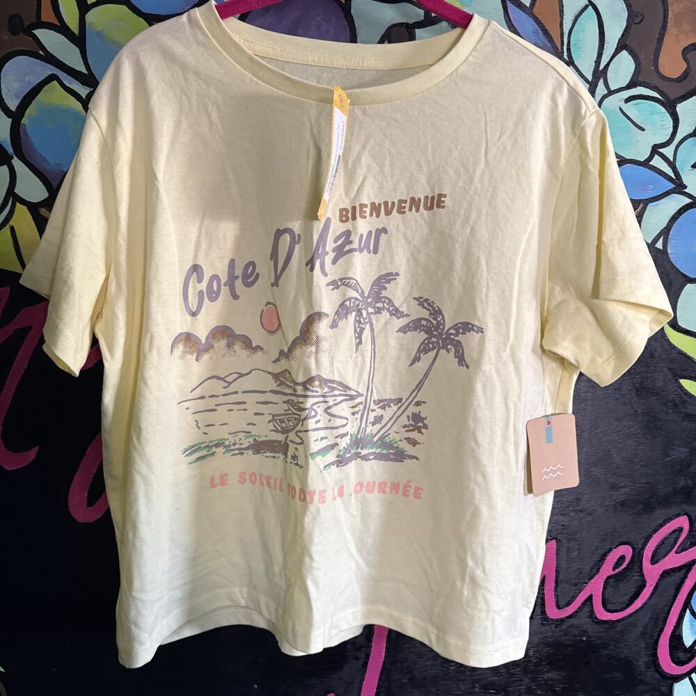 Girls Bixby The Boxy Short Sleeve Cotton Graphic Tee, Yellow, XL